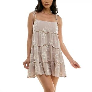 Speechless Floral Sleeveless Shift Mini Dress Tan